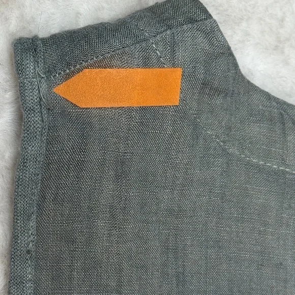 Cut Loose Linen Asym Tunic Dress M Sage Green Sleeveless Pocket Tiered Lagenlook - Picture 8 of 17